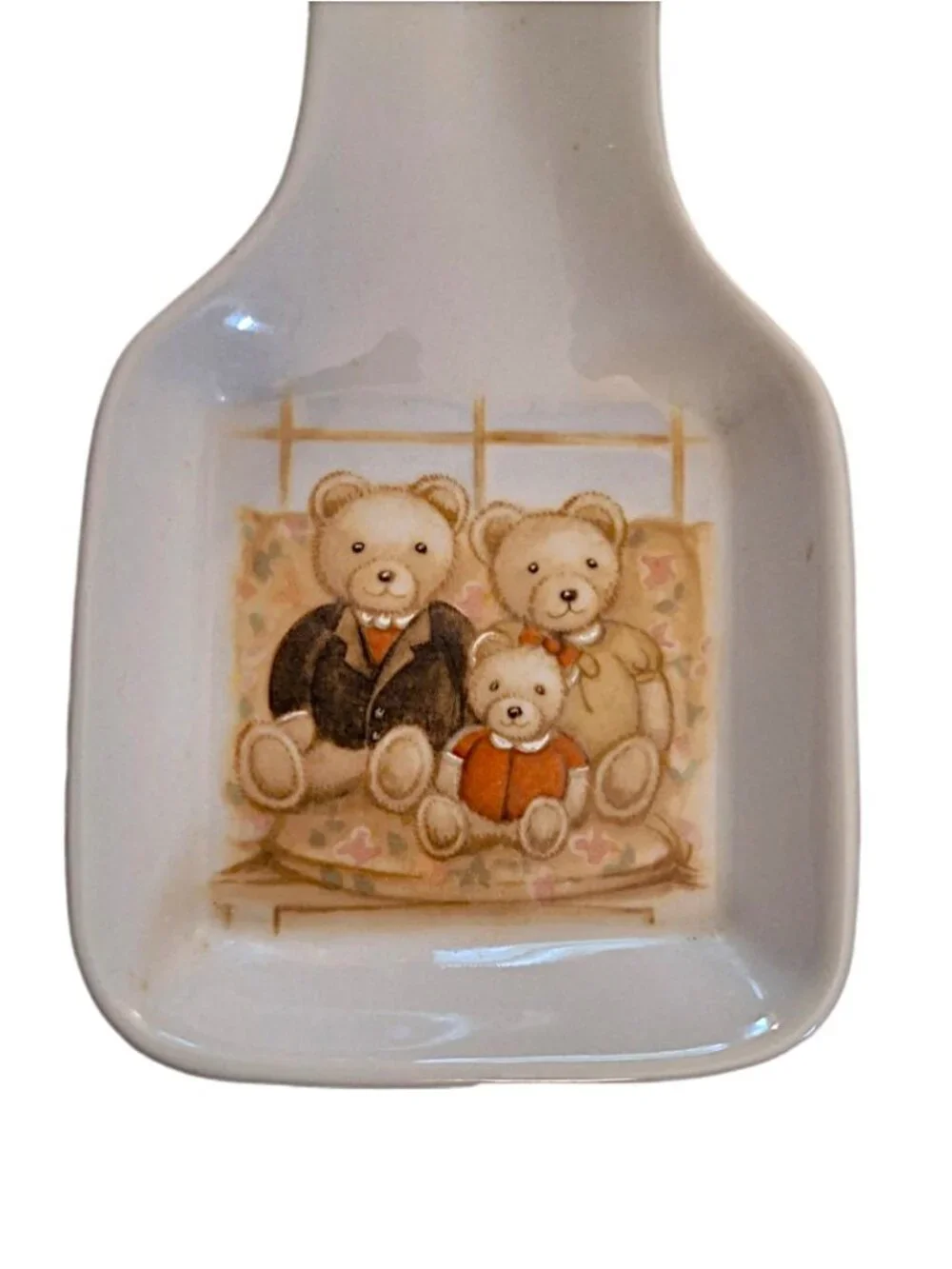Vintage Otagiri Ceramic Teddy Bear Family Spoon Rest Japan